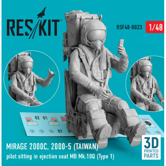 Reskit Rsf48-0023 1/48 Mirage 2000c 2000 5 Taiwan Pilot Sitting In Ejection Seat Mb Mk.10q Type 1 3d Printed