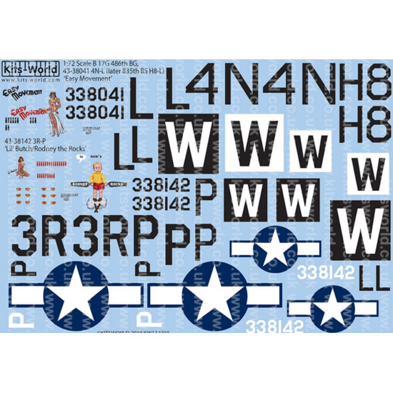 Kits World Kw172230 1/72 Decal For Boeing B-17g Flying Fortress Accessories Kit