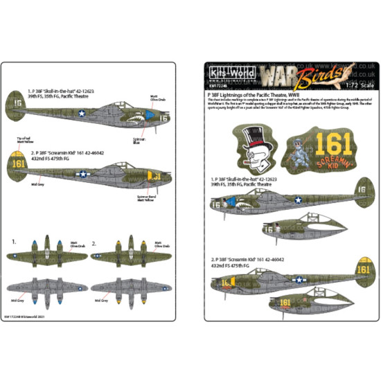 Kits World Kw172248 1/72 Decal For Lockheed P-38f Lightning Accessories Kit