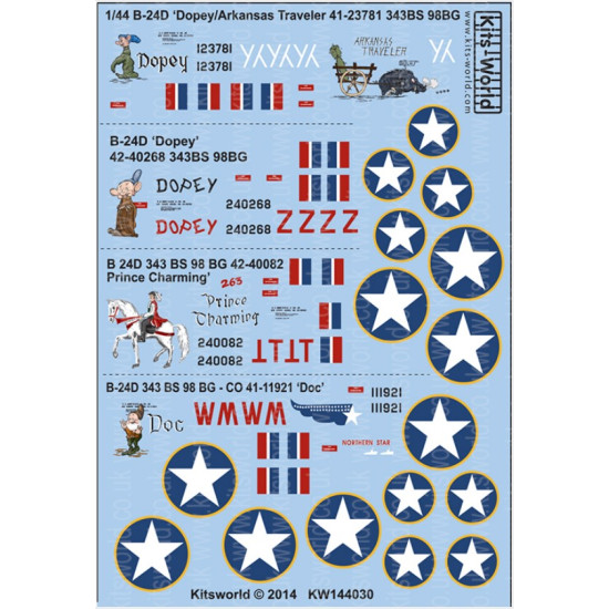 Kits World Kw144030 1/144 Decal For B-24d Liberators Accessories For Aircraft