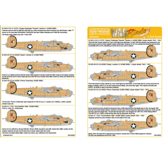 Kits World Kw144030 1/144 Decal For B-24d Liberators Accessories For Aircraft