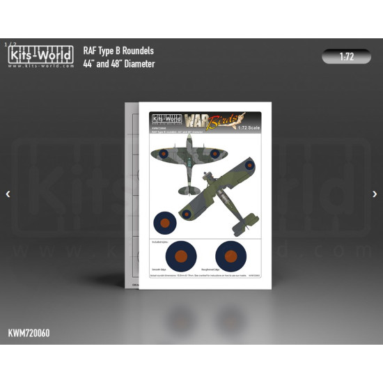 Kits World Kwm720060 1/72 Mask For Raf 48 Inch Type B Roundels 44 And 48 Inch