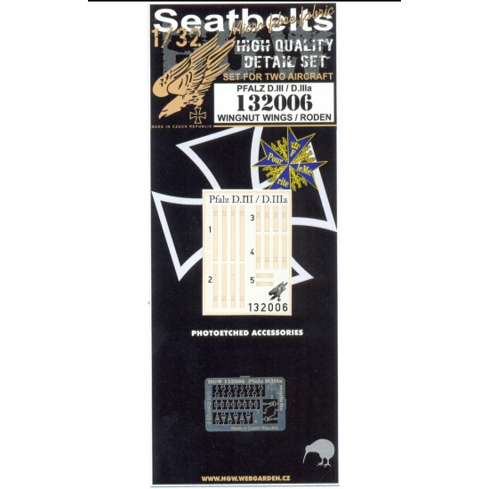 Hgw 132006 1/32 Seatbelts Pfalz D.iii/ D.iiia For Wingnut Wings And Roden Kits