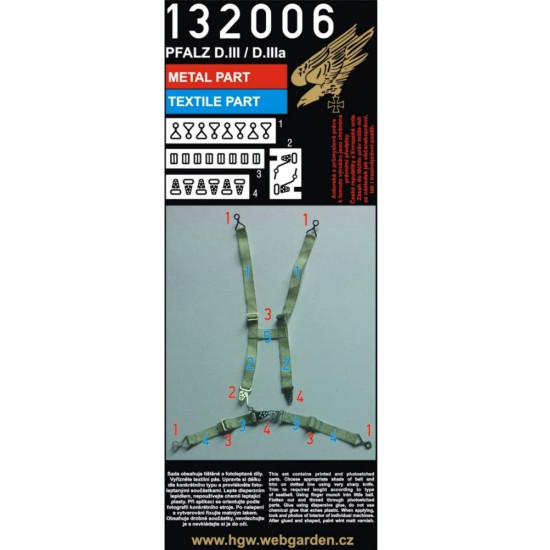 Hgw 132006 1/32 Seatbelts Pfalz D.iii/ D.iiia For Wingnut Wings And Roden Kits