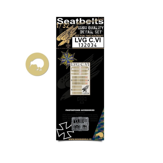 Hgw 132034 1/32 Seatbelts For Lvg C.vi For Wingnut Wings Kits