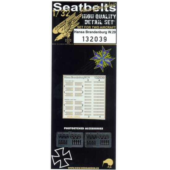 Hgw 132039 1/32 Seatbelts For Hansa Brandenburg W.29 For Wingnut Wings Kits Hgw 132039 1/32 Seatbelts For Hansa Brandenburg W.29 For Wingnut Wings Kits