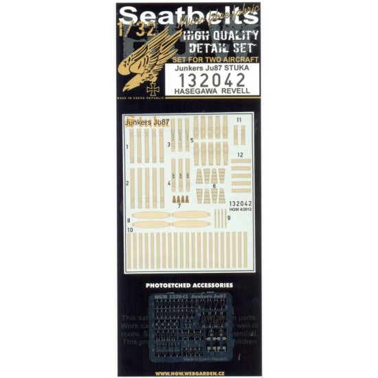 Hgw 132042 1/32 Seatbelts For Junkers Ju 87 Stuka For Hasegawa And Revell Kits Hgw 132042 1/32 Seatbelts For Junkers Ju 87 Stuka For Hasegawa And Revell Kits