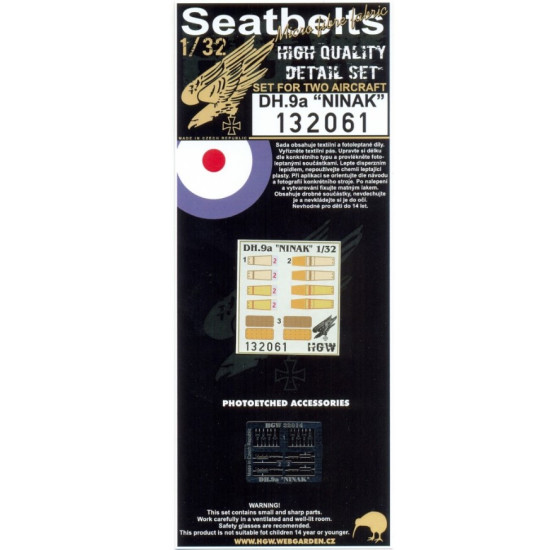 Hgw 132061 1/32 Seatbelts For Dh.9a Ninak For Wingnut Wings Kits