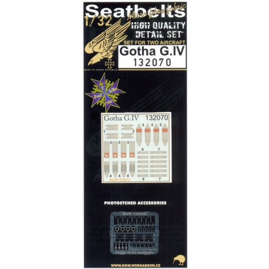 Hgw 132070 1/32 Seatbelts For Gotha G.iv For Wingnut Wings Kits Accessories