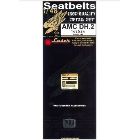 Hgw 148524 1/48 Seatbelts For Dh.2 Accessories For Aircraft