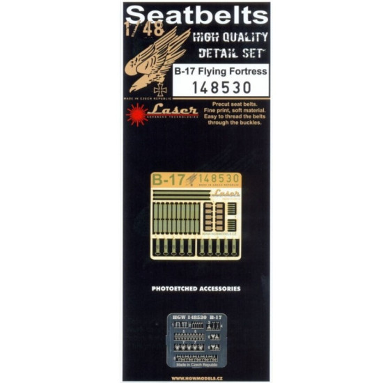 HGW 1/48 B-17 Flying Fortress Seatbelts for Monogram or Revell - 148530 HGW 1/48 B-17 Flying Fortress Seatbelts for Monogram or Revell - 148530