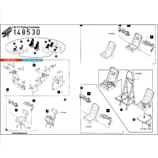 HGW 1/48 B-17 Flying Fortress Seatbelts for Monogram or Revell - 148530 HGW 1/48 B-17 Flying Fortress Seatbelts for Monogram or Revell - 148530