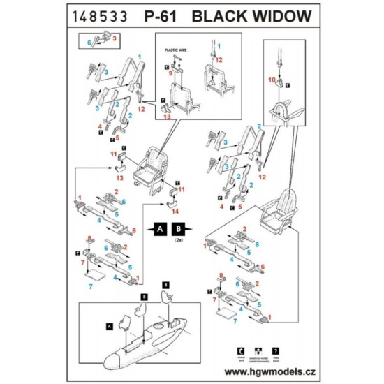 Hgw 148533 1/48 Seatbelts P-61 Black Widow For Monogram Revell Great Wall Hobby