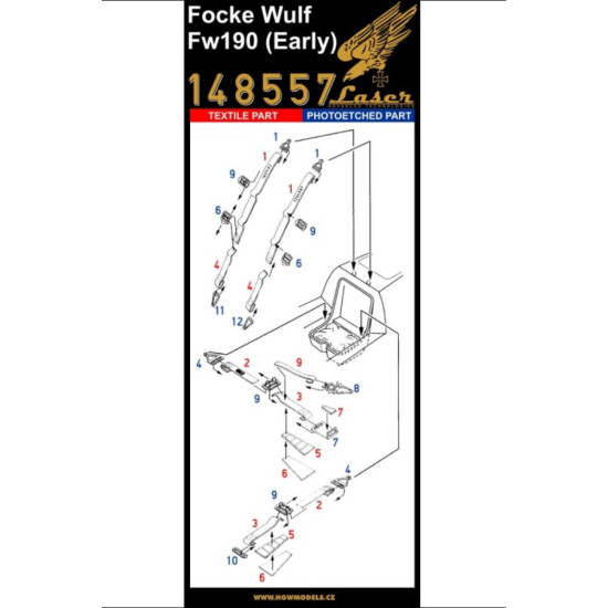 Hgw 148557 1/48 Seatbelts For Fw 190 Early Accessories For Aircraft