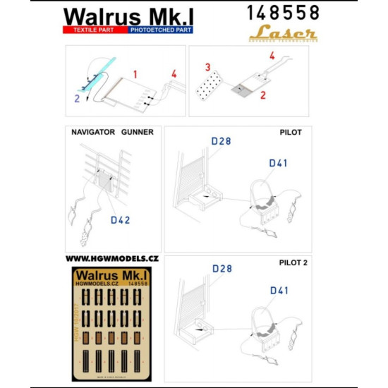 Hgw 148558 1/48 Seatbelts For Walrus Mk.i Accessories For Aircraft