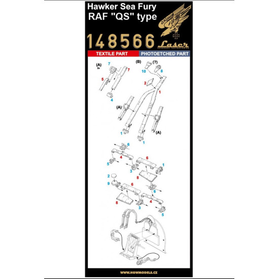 Hgw 148566 1/48 Seatbelts For Hawker Sea Fury Qs Type Accessories For Aircraft