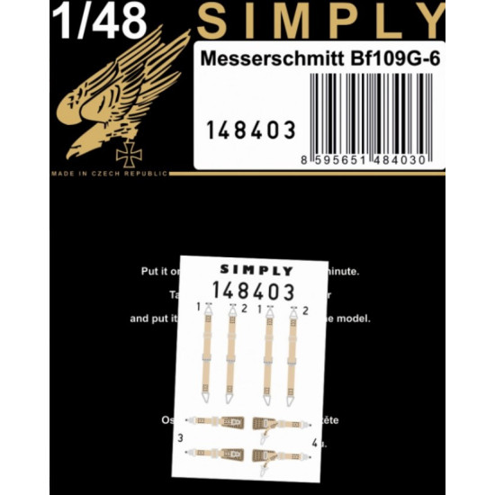 Hgw 148403 1/48 Seatbelts For Messerschmitt Bf109g-6 Accessories For Aircraft Hgw 148403 1/48 Seatbelts For Messerschmitt Bf109g-6 Accessories For Aircraft