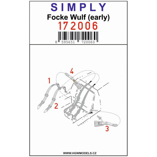 Hgw 172006 1/72 Seatbelts For Focke-wulf Early Accessories For Aircraft