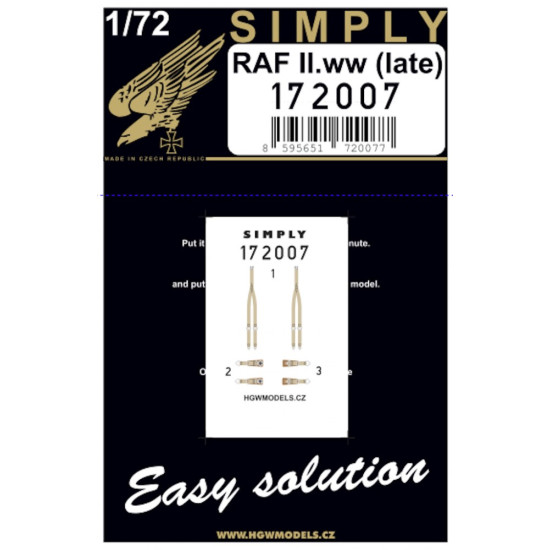 Hgw 172007 1/72 Seatbelts For Raf Ii.ww Late Accessories For Aircraft