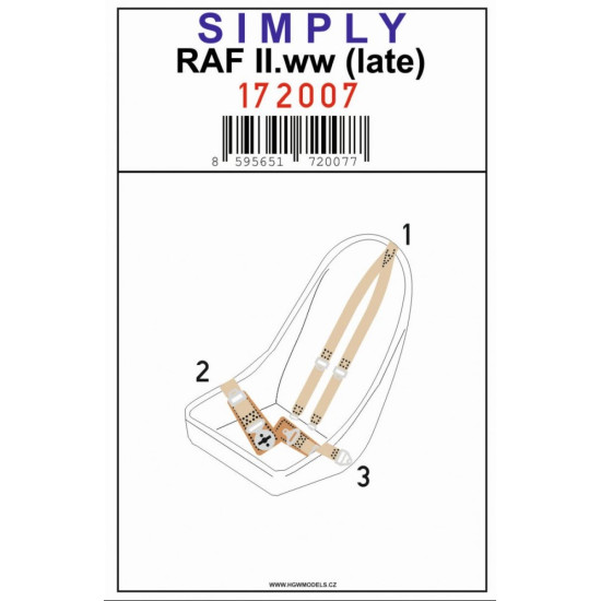 Hgw 172007 1/72 Seatbelts For Raf Ii.ww Late Accessories For Aircraft