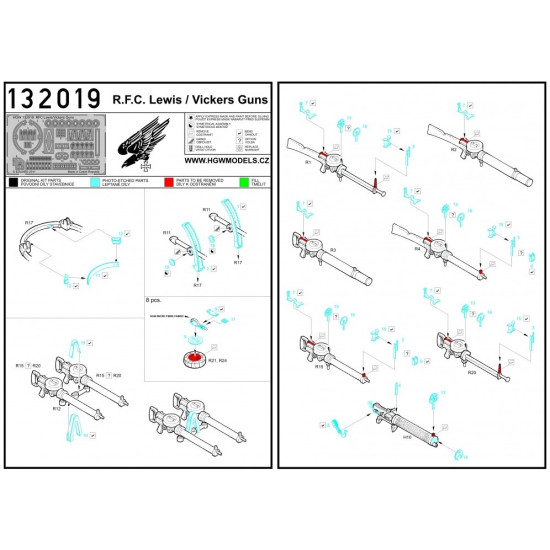 Hgw 132019 1/32 R.f.c. Lewis And Vickers Guns Photo-etched Parts Wingnut Wings