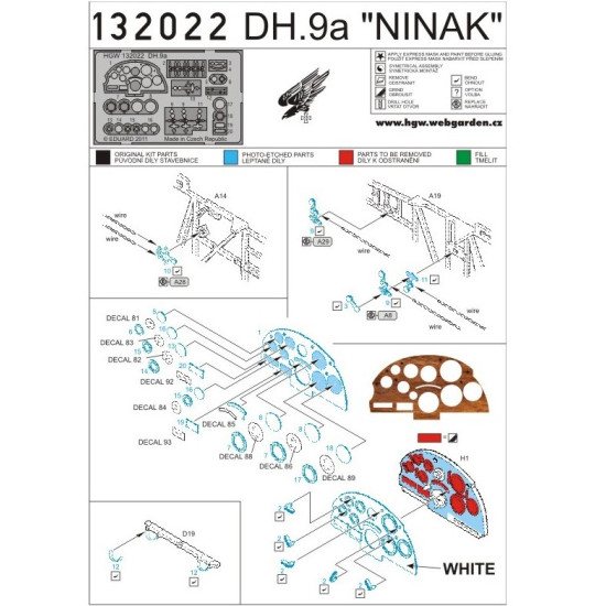 Hgw 132022 1/32 Photo-etched And Decal For Dh.9a Ninak For Wingnut Wings