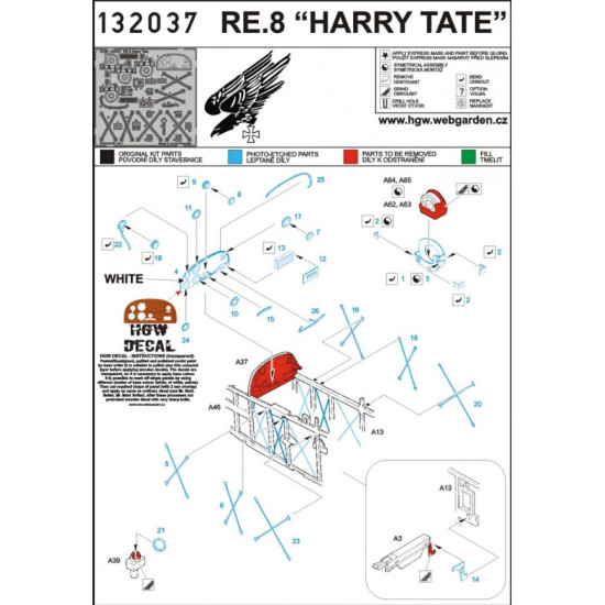 Hgw 132037 1/32 Photo-etched And Decal For Re.8 Harry Tate Interior For Wingnut Wings