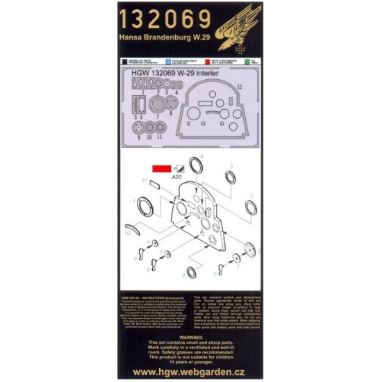 Hgw 132069 1/32 Photo-etched And Decal For W.29 For Wingnut Wings