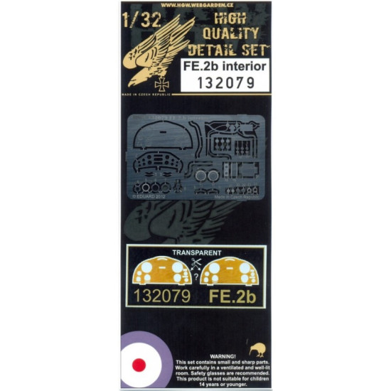 Hgw 132079 1/32 Photo-etched And Decal For Fe.2b Interior For Wingnut Wings