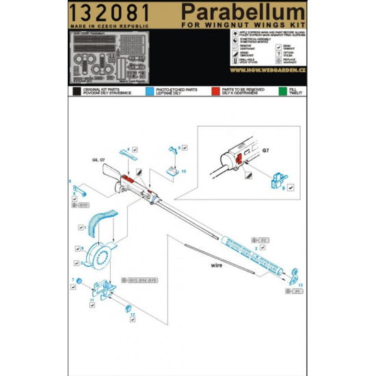 Hgw 132081 1/32 Photo-etched Parabellum For Wingnut Wings