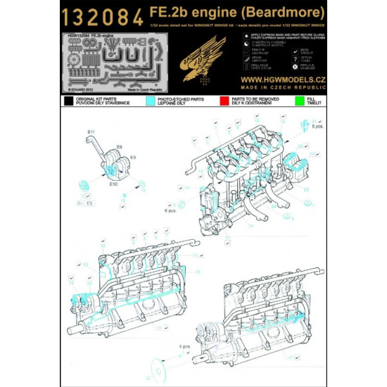 Hgw 132084 1/32 Photo-etched For Fe.2b Engine For Wingnut Wings