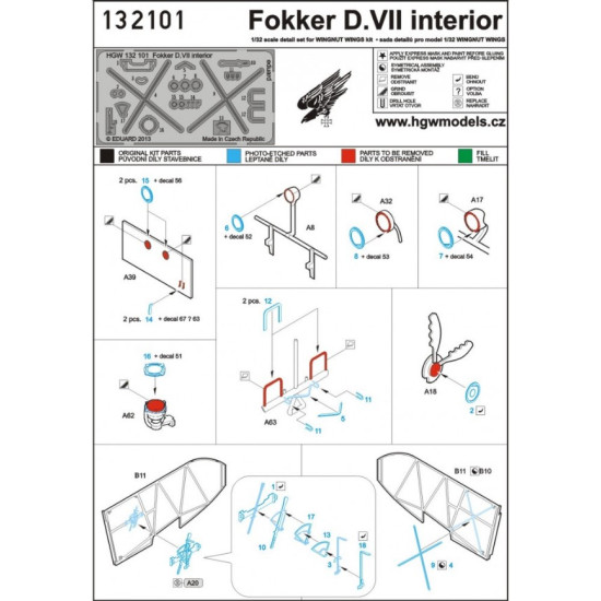 Hgw 132101 1/32 Photo-etched For Fokker D.vii Interior For Wingnut Wings