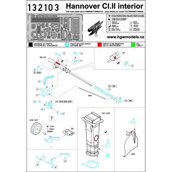 Hgw 132103 1/32 Photo-etched For Hannover Cl.ii Interior For Wingnut Wings