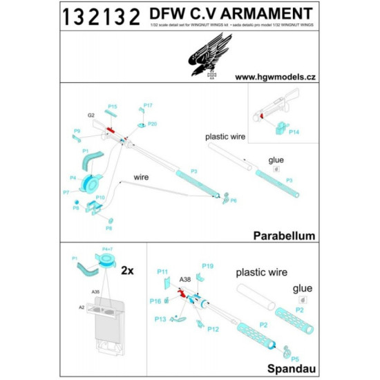 Hgw 132132 1/32 Photo-etched For Dfw C.v Armament For Wingnut Wings