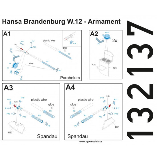 Hgw 132137 1/32 Photo-etched For Hansa-brandenburg W.12 Armament For Wingnut Wings