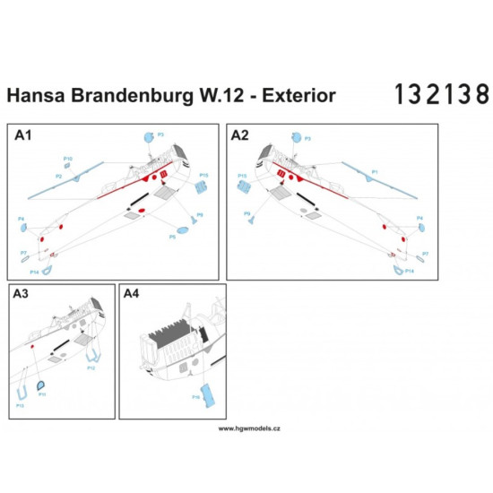 Hgw 132138 1/32 Photo-etched Hansa-brandenburg W.12 Exterior For Wingnut Wings