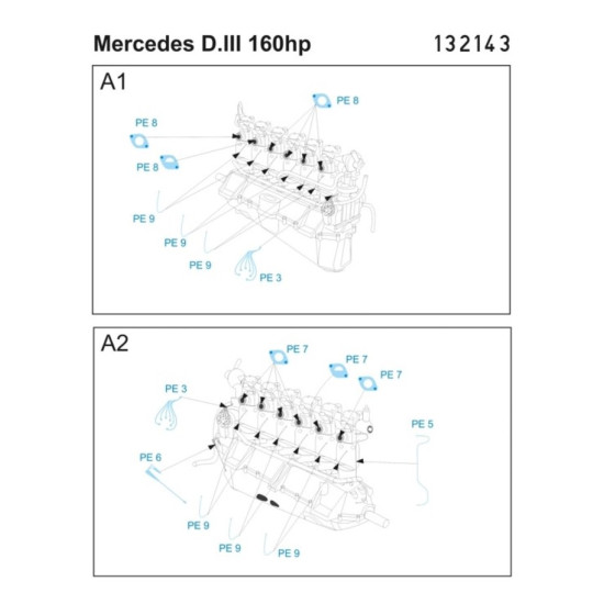 Hgw 132143 1/32 Photo-etched For Mercedes D.iii 160 Hp Engine