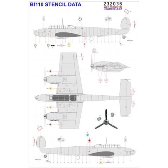 Hgw 232036 1/32 Decal For Bf 110 Stencils Accessories For Aircraft