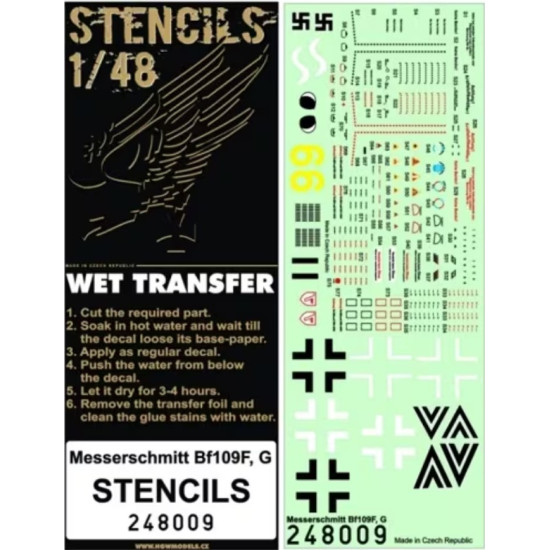 Hgw 248009 1/48 Decal For Messerschmitt Bf 109 F, G Stencils Accessories Kit