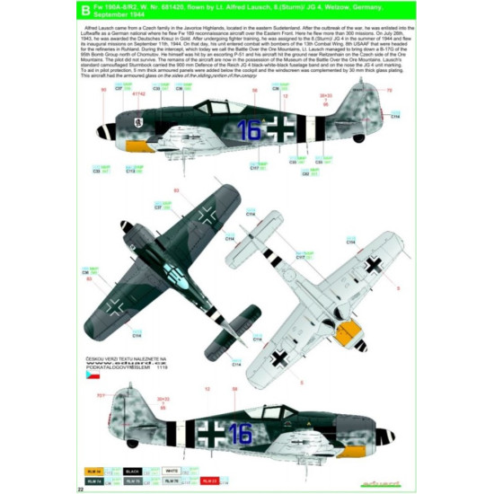 Hgw 248059 1/48 Decal For Fockewulf Fw190a-8/R2 Reichsverteidigung Markings