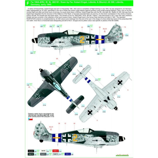 Hgw 248059 1/48 Decal For Fockewulf Fw190a-8/R2 Reichsverteidigung Markings