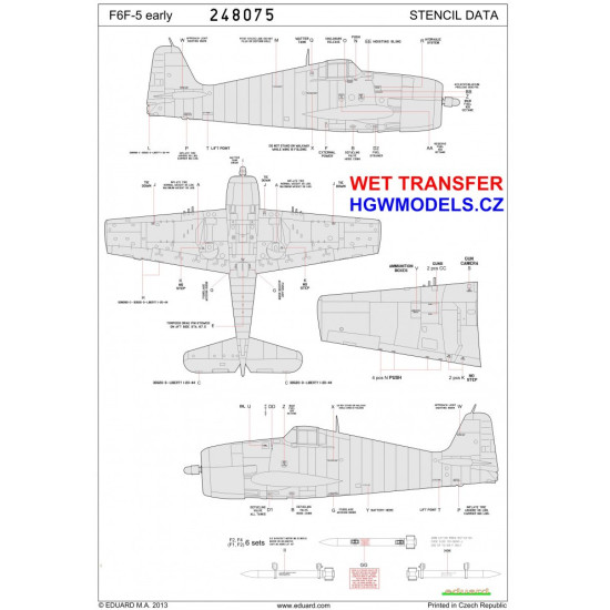 Hgw 248075 1/48 Decal For F6f-5 Hellcat Stencils Accessories For Aircraft