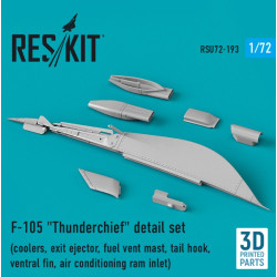 Reskit Rsu72-0193 1/72 F105 Thunderchief Detail Set Coolers Exit Ejector Fuel Vent Mast Tail Hook Ventral Fin Air Conditioning Ram Inlet 3d Printed