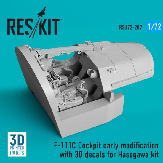 Reskit Rsu72-0207 1/72 F111c Cockpit Early Modification With 3d Decals For Hasegawa Kit 3d Printed