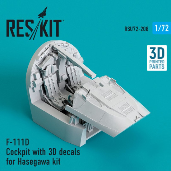 Reskit Rsu72-0208 1/72 F111d Cockpit With 3d Decals For Hasegawa Kit 3d Printed