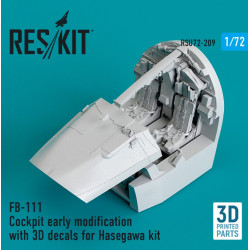 Reskit Rsu72-0209 1/72 Fb111 Cockpit Early Modification With 3d Decals For Hasegawa Kit 3d Printed