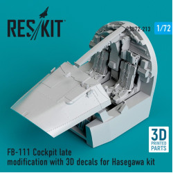 Reskit Rsu72-0213 1/72 Fb111 Cockpit Late Modification With 3d Decals For Hasegawa Kit 3d Printed