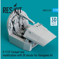 Reskit Rsu72-0214 1/72 F111f Cockpit Late Modification With 3d Decals For Hasegawa Kit 3d Printed