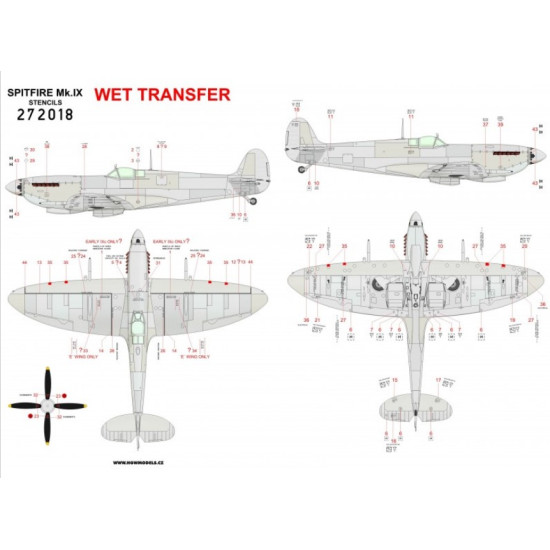 Hgw 272018 1/72 Decal For Spitfire Mk Ix Stencils Accessories For Aircraft