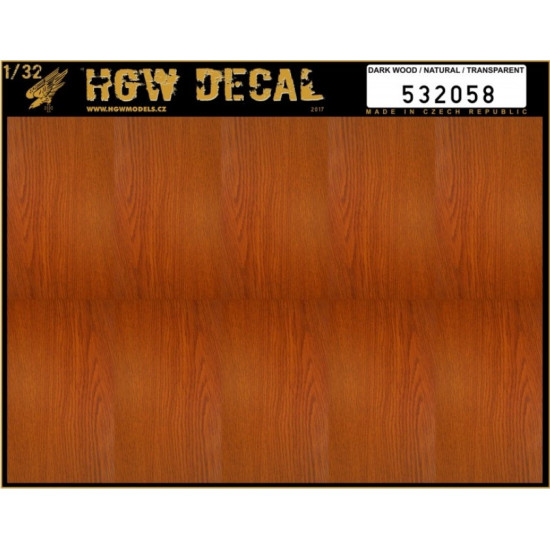 Hgw 532058 1/32 Decal Dark Wood Transparent No Grid